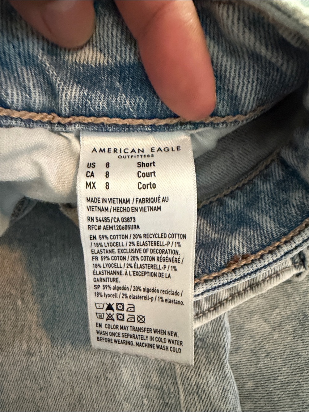 American Eagle Outfitters Light Blue Boyfriend Jeans - Frayed Hem - Picture 2 of 4
